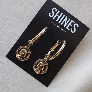 Gold Coin Hoop Earrings